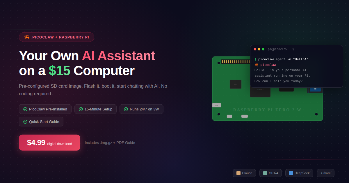 PicoClaw AI Assistant Kit - Pre-Configured SD Card Image