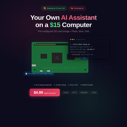 PicoClaw AI Assistant Kit - Pre-Configured SD Card Image